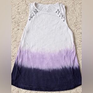 American Eagle Outfitters White and Purple Ombre Tank Top